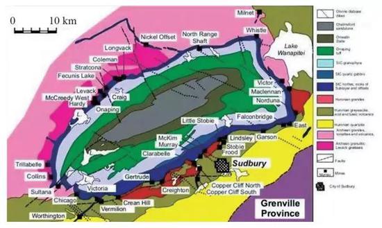 图9&nbsp; 18.5亿年前形成的加拿大萨德贝里撞击坑