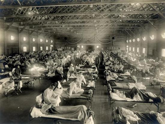 ▲西班牙流感夺走了全球3%-5%人口的生命（图片来源：Otis Historical Archives Nat&#039；l Museum of Health &amp； Medicine [CC BY 2.0 （https：//creativecommons.org/licenses/by/2.0）]）