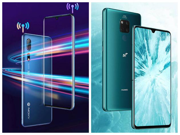 中兴天机Axon 10 Pro 5G（左） 华为Mate20 X (5G)（右）